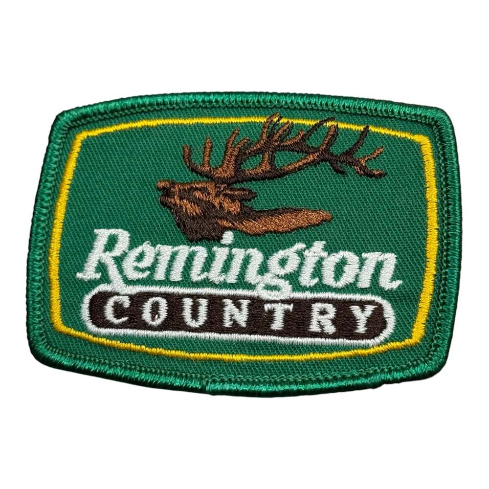 ⁠Vintage Remington Country Elk Hunting Firearms Logo Embroidered Patch Green Gea